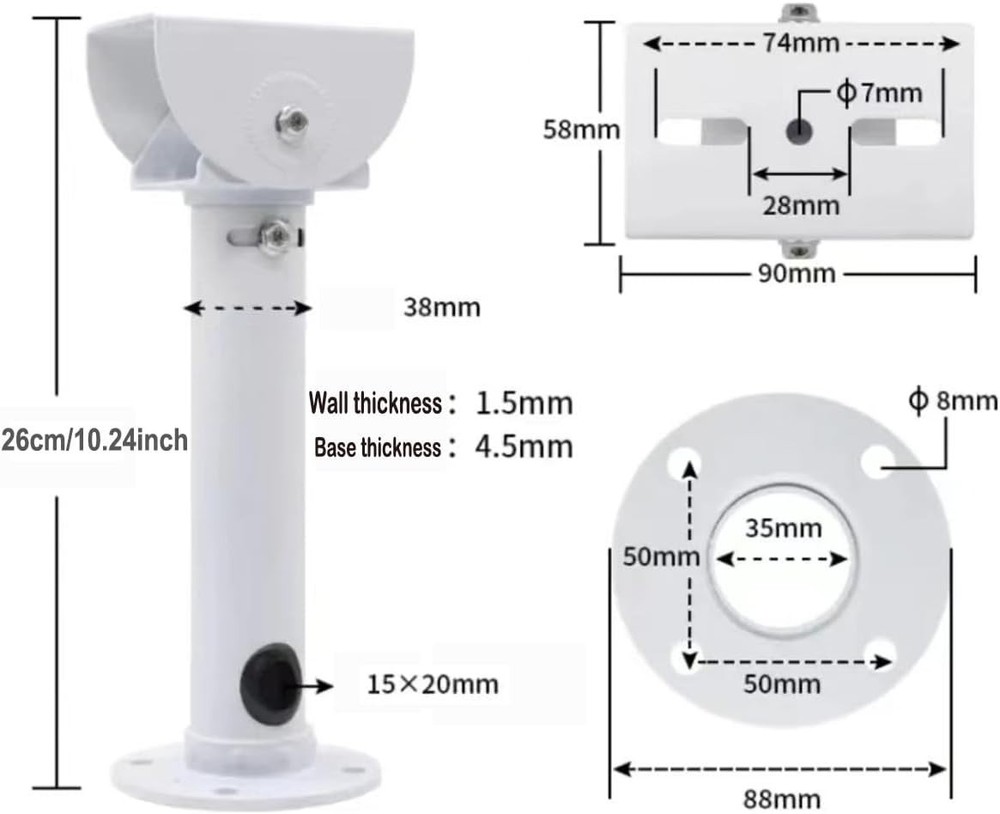 Surveillance Security Camera Mount Bracket Adjustable Universal Camera Wall M...