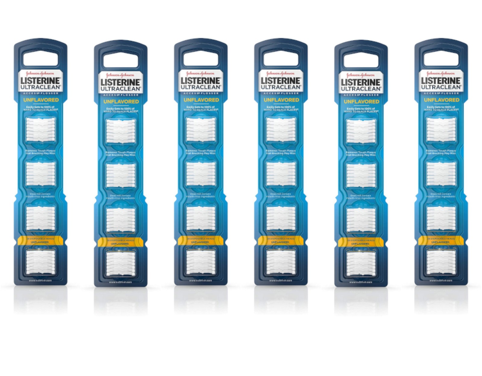 Listerine Ultraclean Access Flosser Refill, Unflavored, 28 Count - Pack of 6