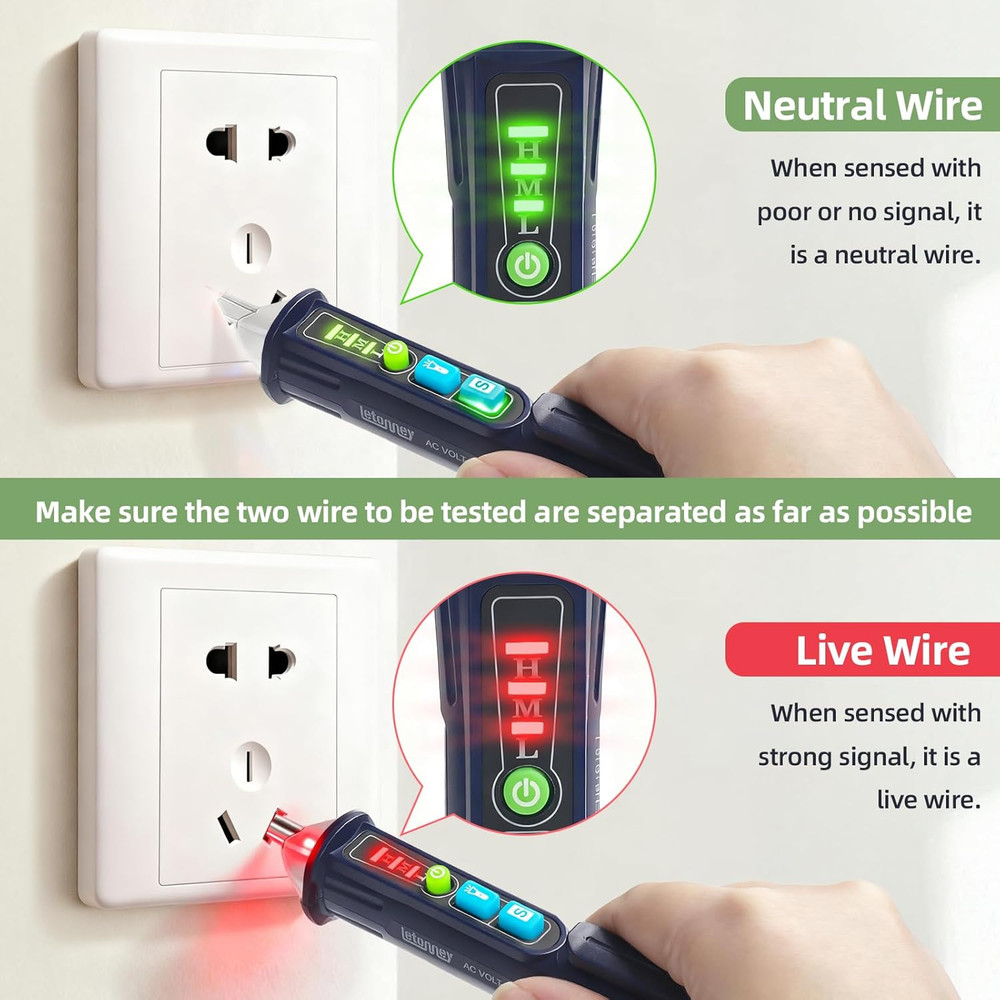 Non-Contact Voltage Tester Electrical Tester with Dual Range AC 12V/48