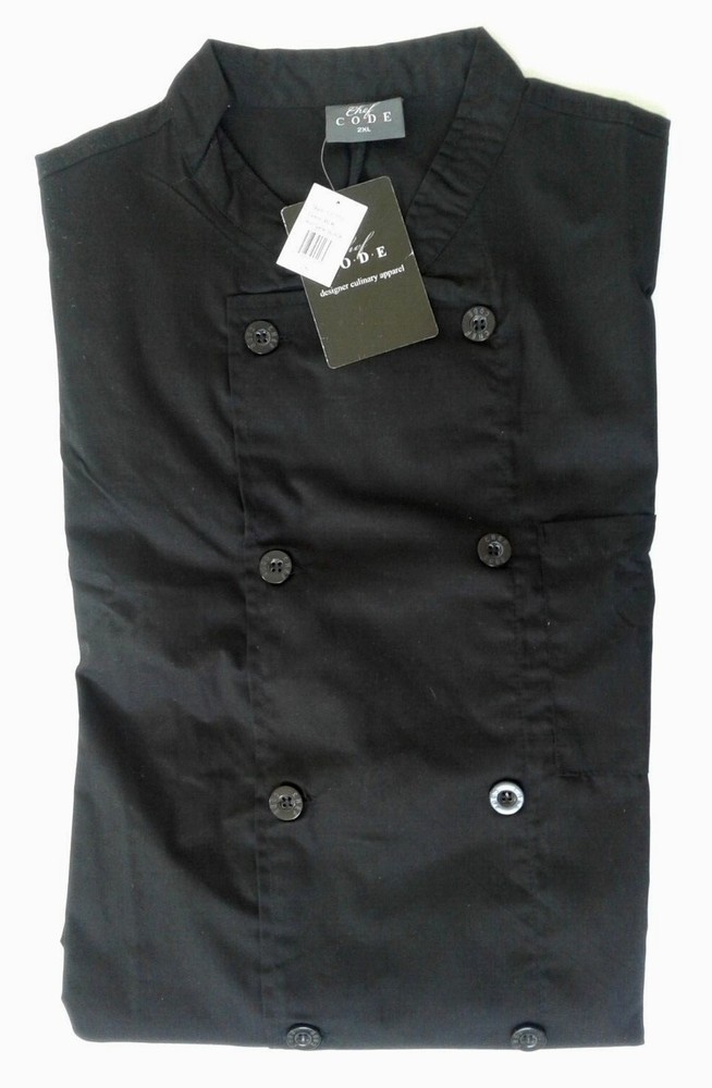 Chef Code Men's XXL Double Breasted Chef's Jacket Coat BLACK