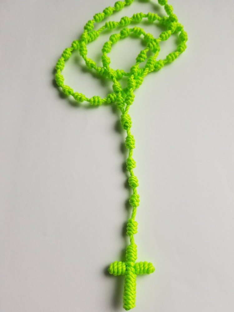 Nylon Rosary Knotted cord sour Apple