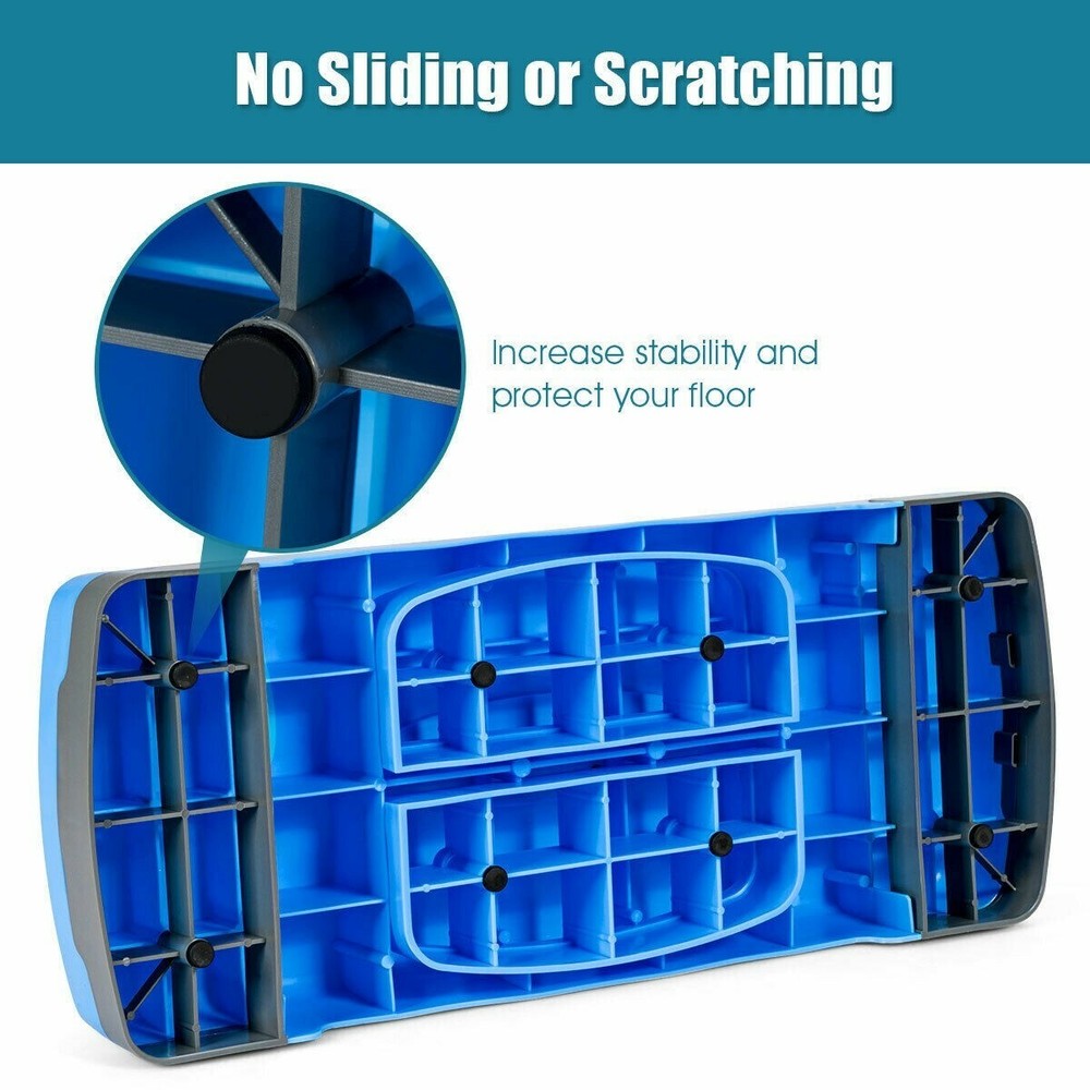26" Height Adjustable Aerobic Exercise Step Deck with Risers and Non-Slip Surfac