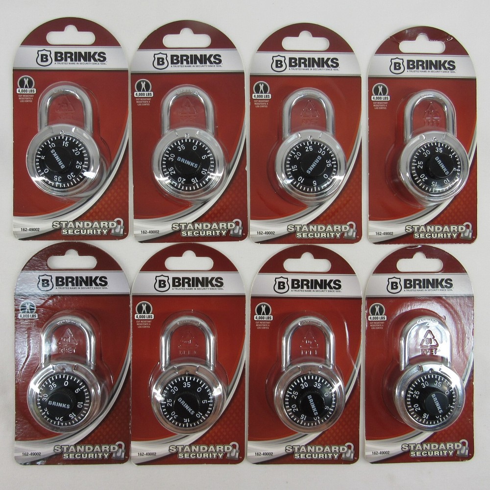 Qty. 8 Brinks Padlock Standard Security 3 Dial Combination Lock  #162-49002