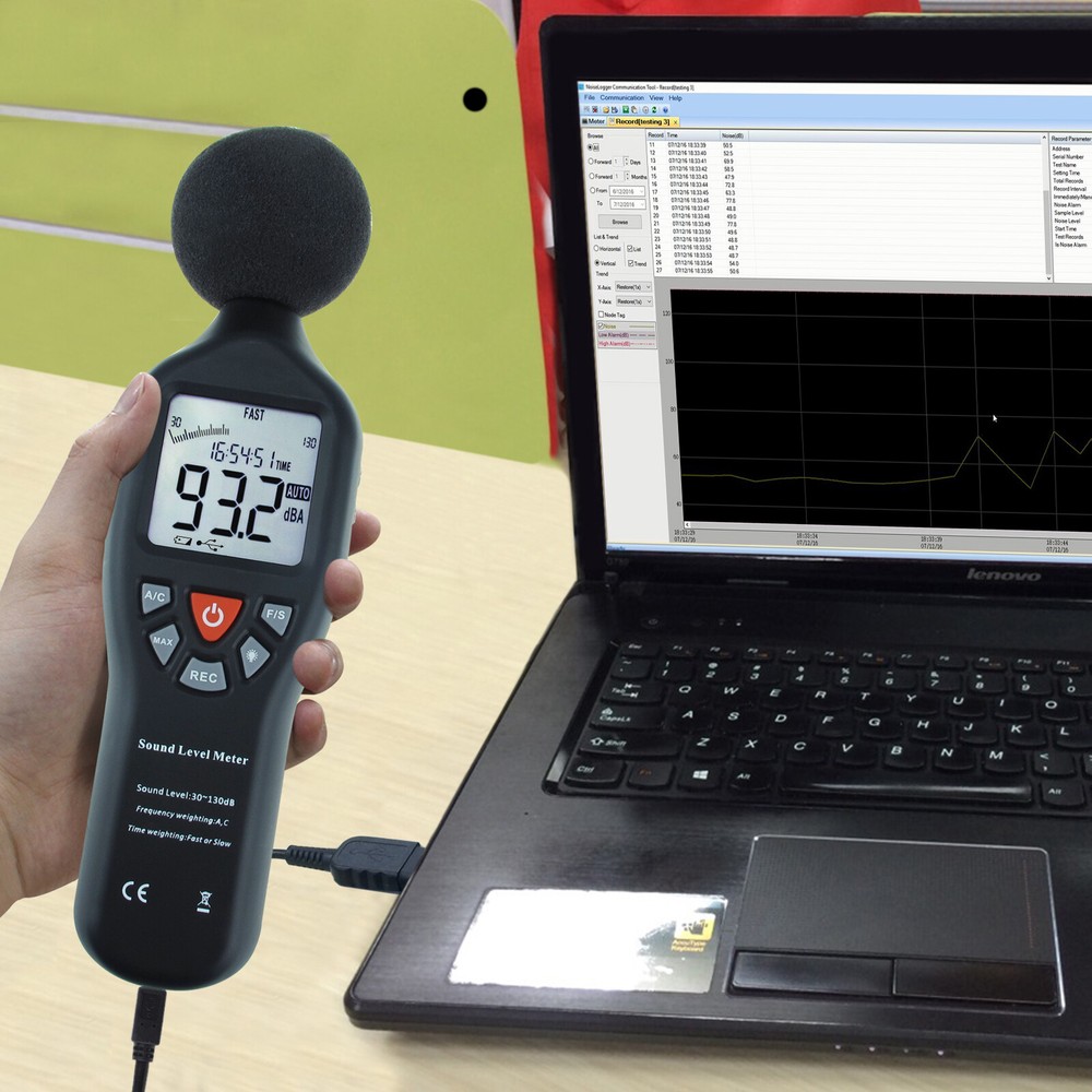 Handheld Sound Level Meter Data Logging Function Backlit Display Datalogger