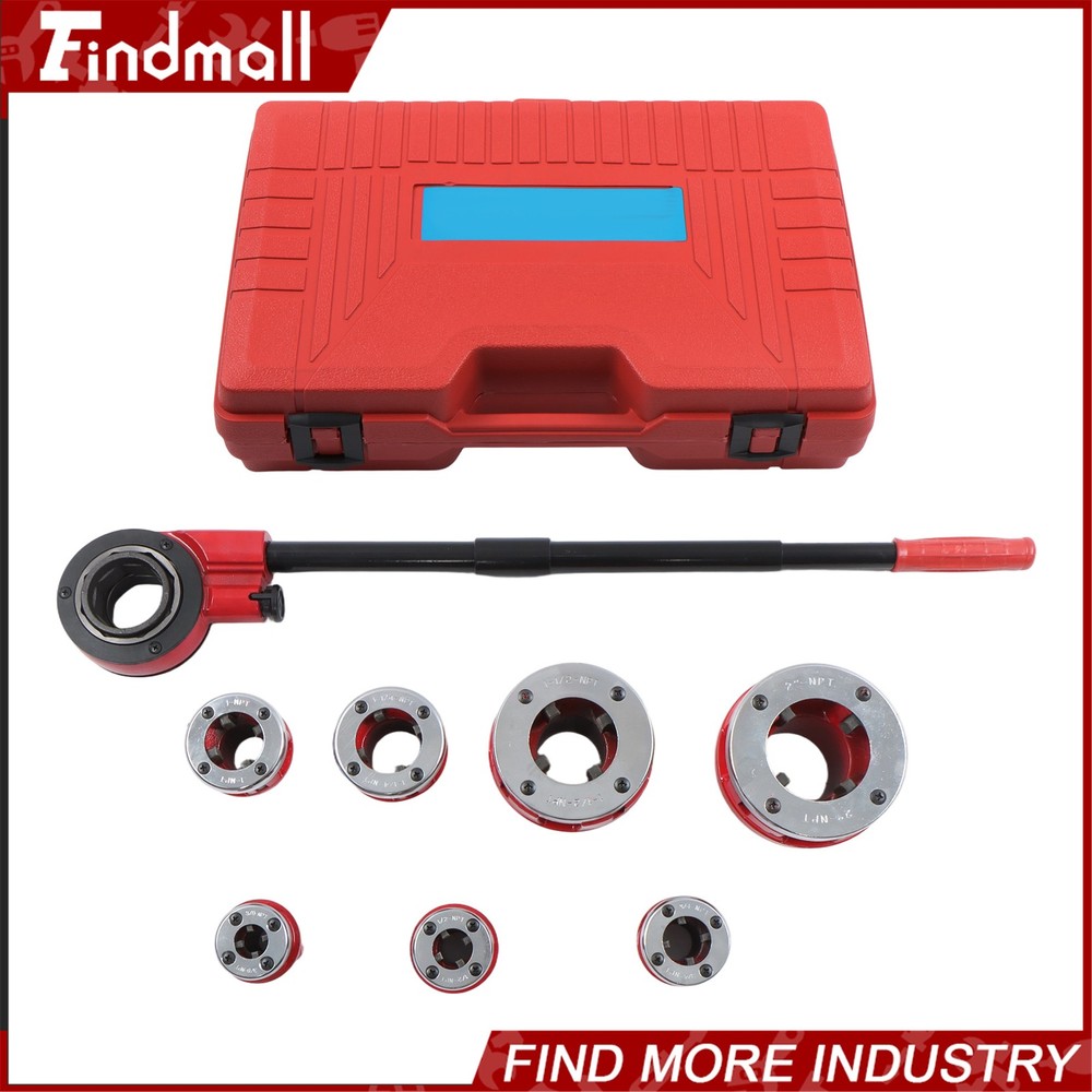 Findmall 7 Size Pipe Threader W/ Handle Pipe Threader Threading 3/8" To 2" Dies