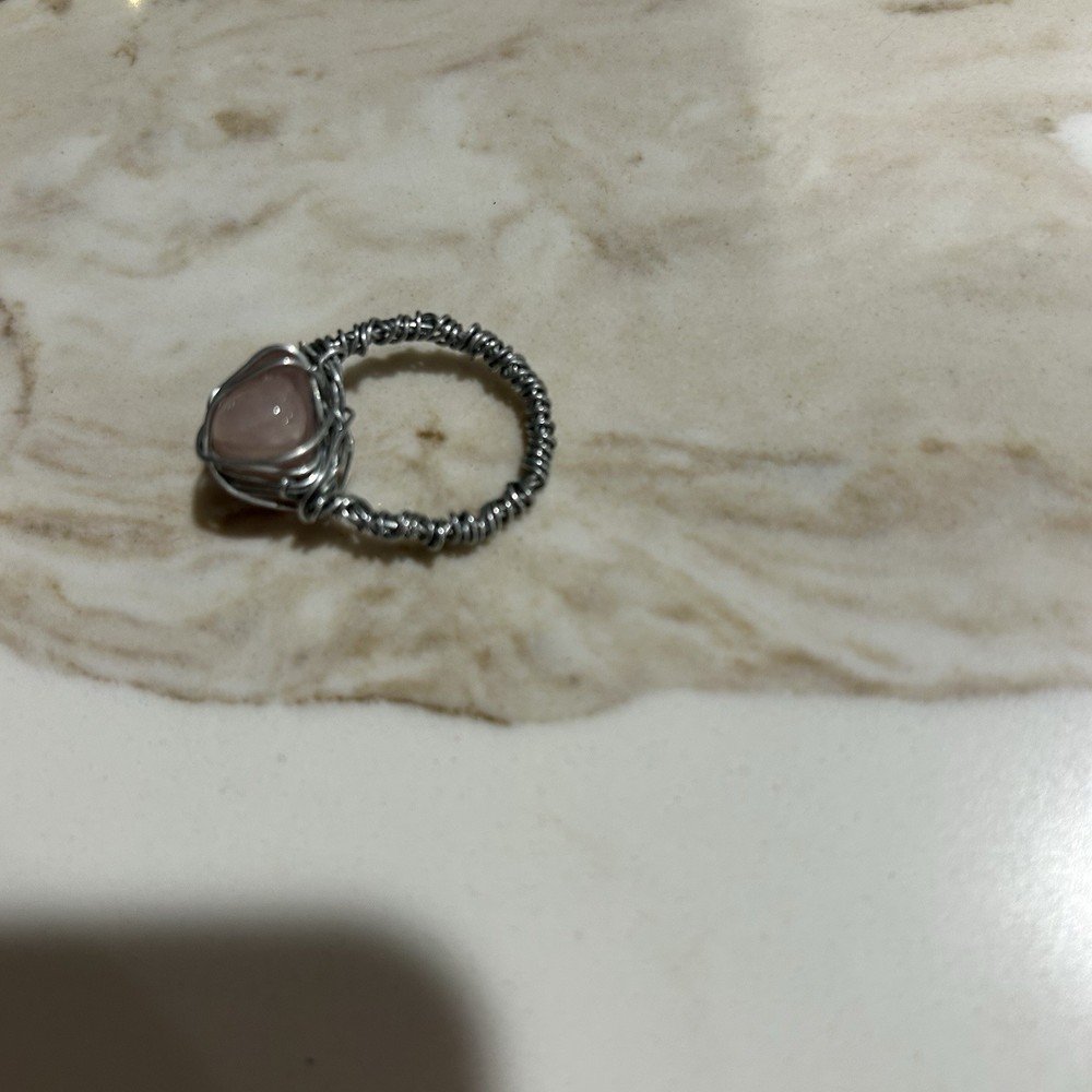 Wire Wrapped Ring With Pink Stone