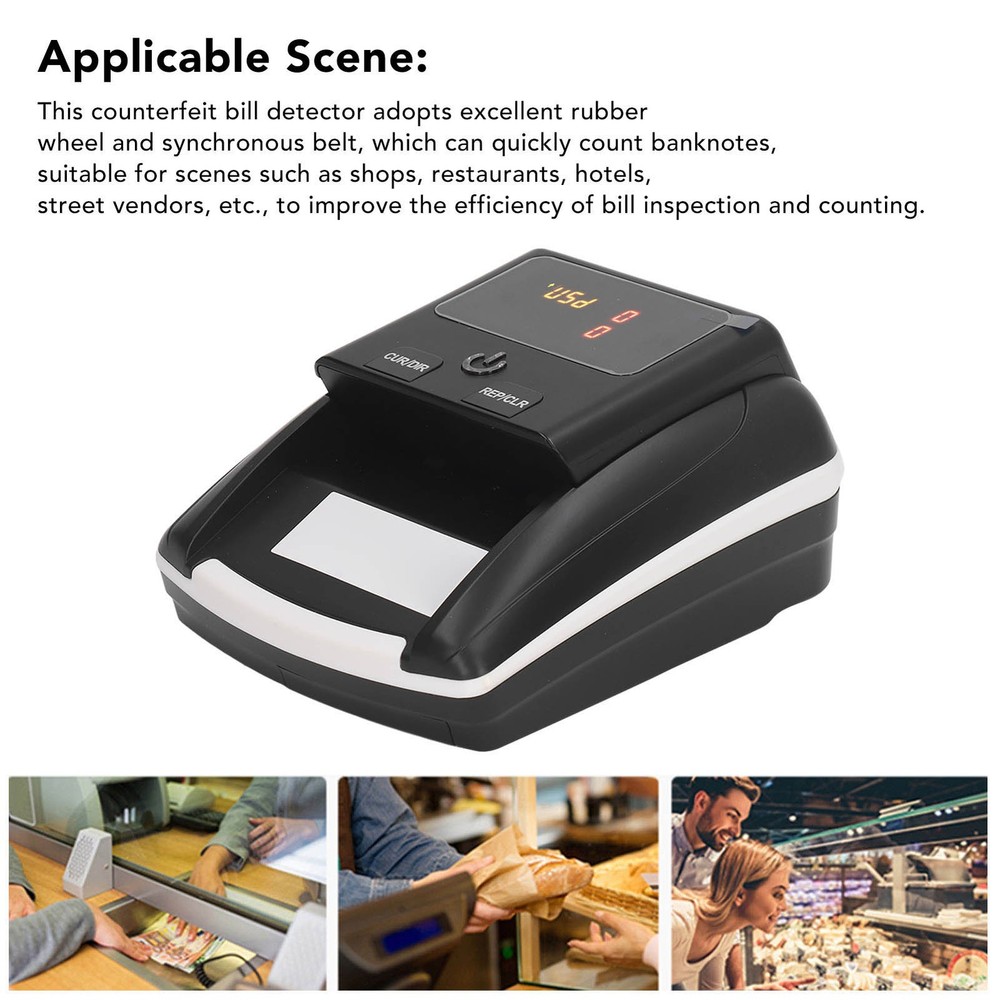 US Plug Automatic Banknote Detector Portable USD EUR Count Machine Counterfeit B