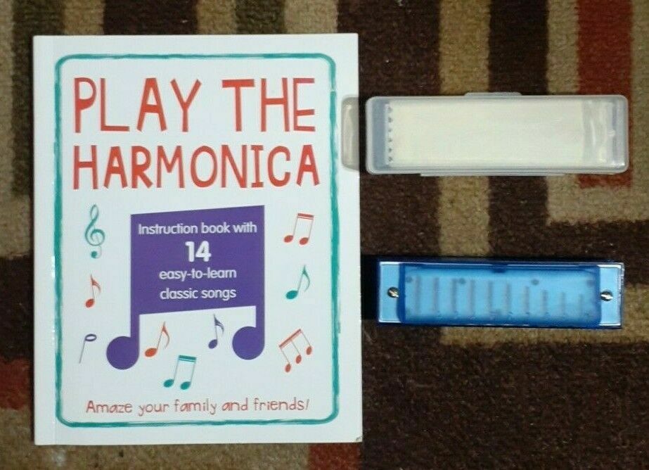Parragon Blue Harmonica With Plastic Case + Starter Song Book