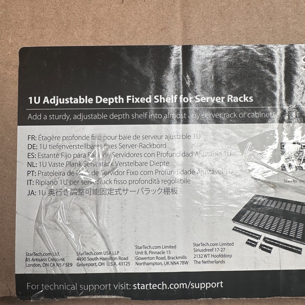 StarTech.com 1U Adjustable Mounting Depth Vented Rack Mount Shelf - Heavy Duty