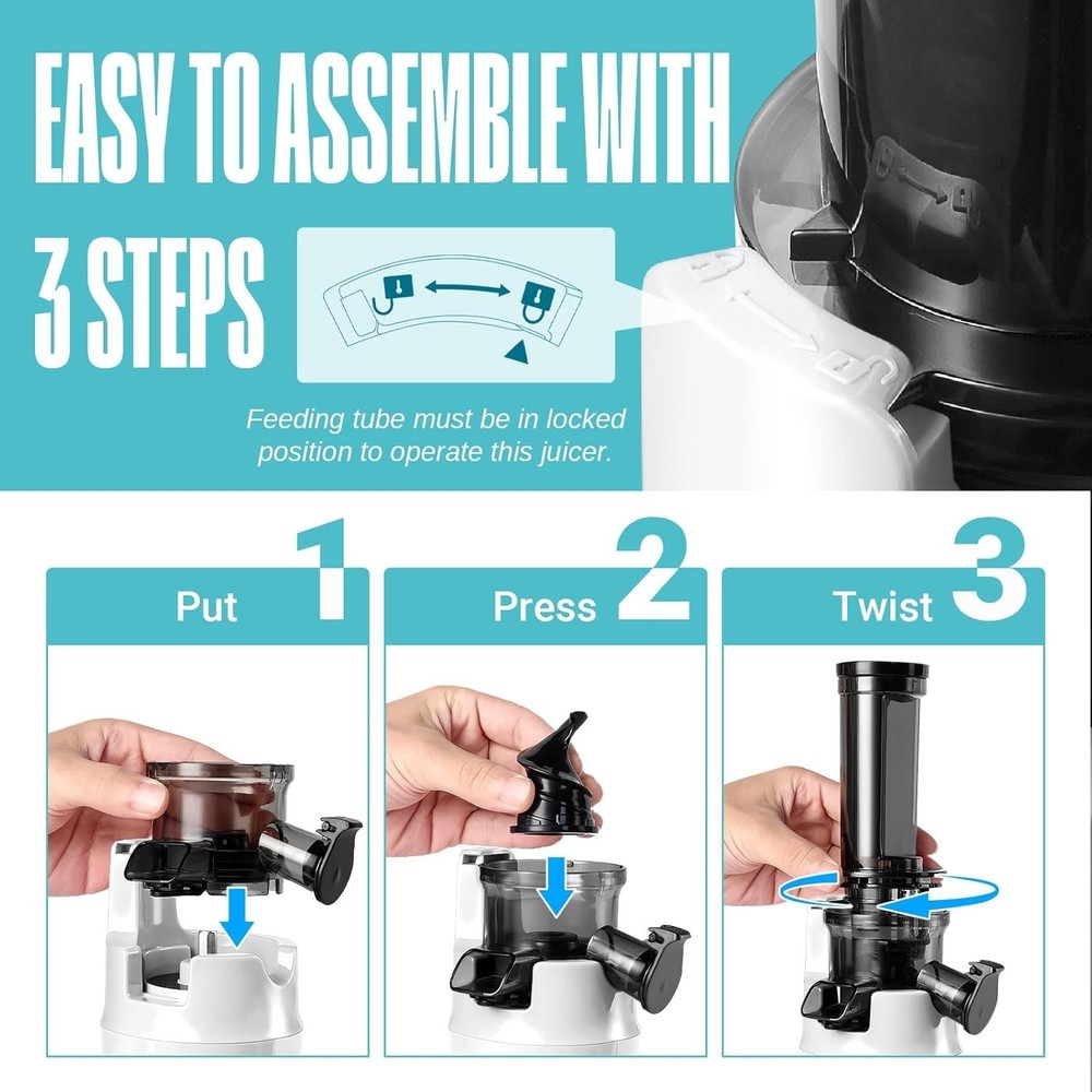 Efficient Ginnie Mini Juicer - Compact Masticating for Fresh Juices Anywhere