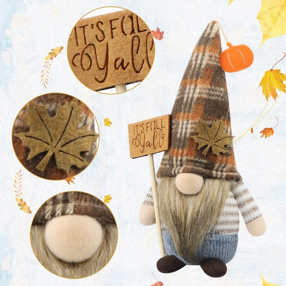 ehydy Fall Gnomes Decorations Harvest Maple Leaf Gnome Handmade Decor