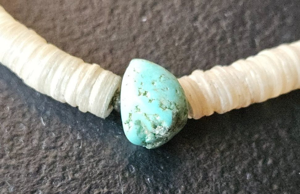 PUKA SHELLS / TURQUOISE NECKLACE. 15 INCH