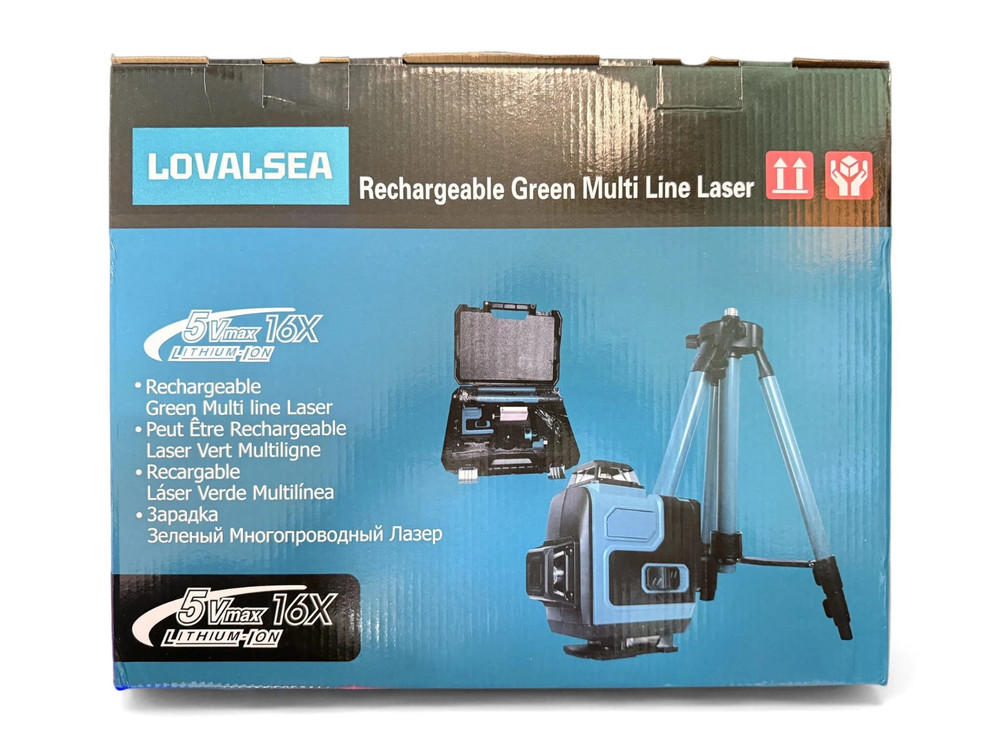 LOVALSEA 4x360 Green Laser Level Self Leveling Rechargeable w/ Tripod