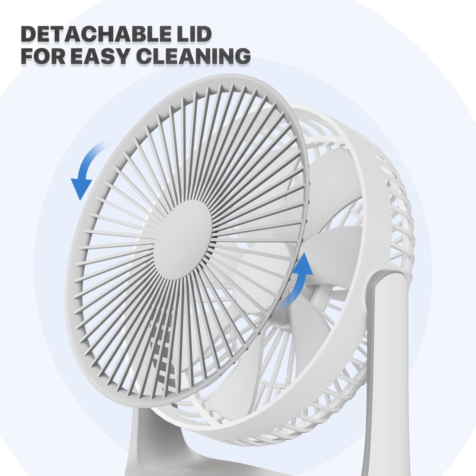 Portable Personal Desk Fan 4 Speed 180° Tilt USB Rechargeable Fan w/Hanging Hook