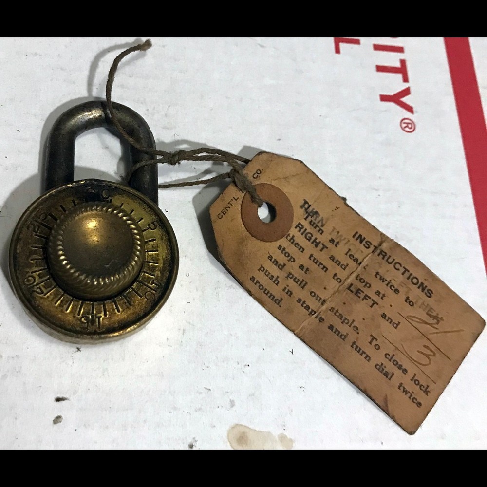 Original small c. 1912 Junkunc Bros Combination Brass Padlock - Style J - w/CODE