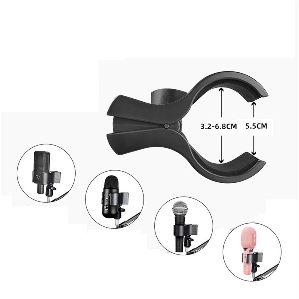 Microphone Clip Clamp Adjustable Large With 3/8 Adapter Break-resistant