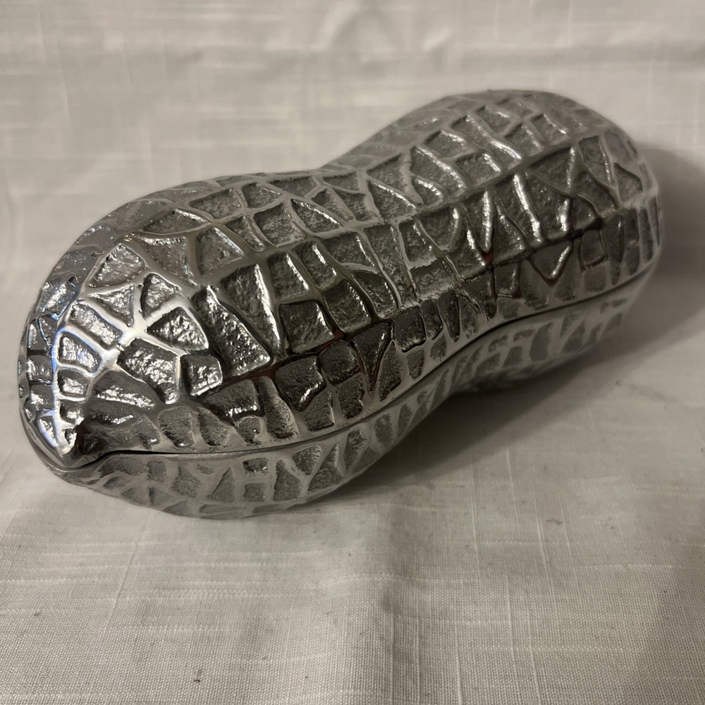 Silverplate Pop Art PEANUT Shaped Lidded Bowl Godinger 7” Whimsical Decor