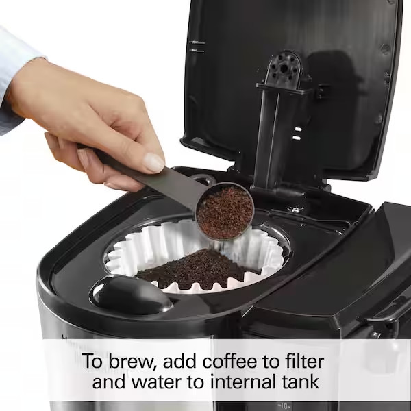 BrewStation 12- Cup Programmable Black Drip Coffee Maker with Removable Water