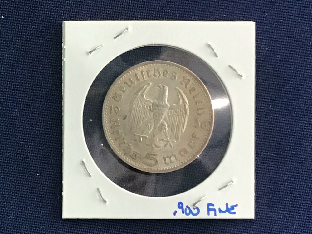 1936-A Germany Silver 5 Reischmark E7739