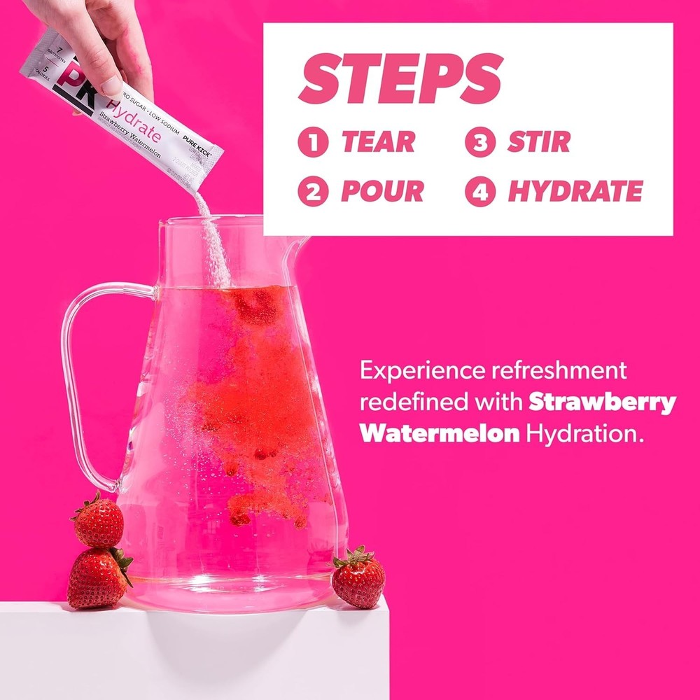 Pure Kick Hydration Pitcher Pack, Strawberry Watermelon, Includes 6 Packets, 1 B
