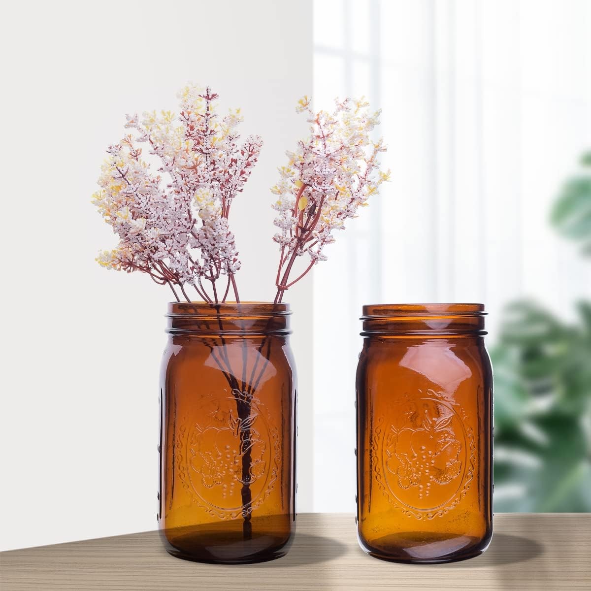 6 Pack Ball Amber Quart Mason Jars 32Oz Canning Glass Jars Fermenting Jam Lids