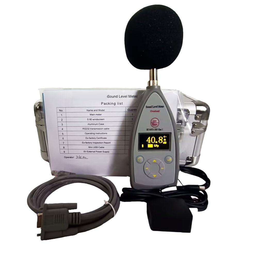 Class 1 Sound Level Meter with Range 25dB(A)~140dB(A) 8000 Groups Data Storage