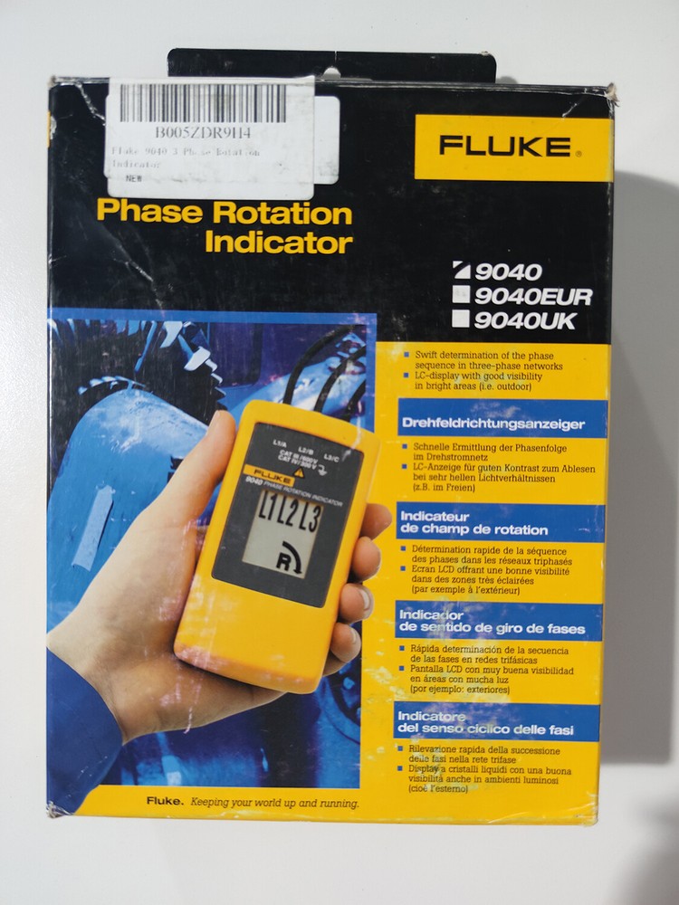 Fluke 9040 3 Phase Rotation Indicator No Battery Required New Clear LCD display