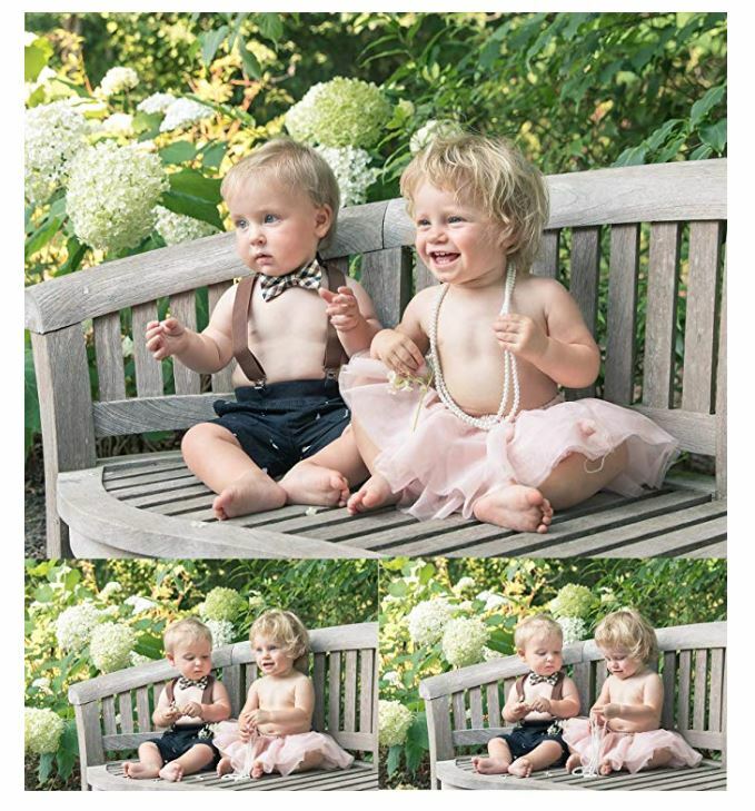 Metallic Gold toddler bow tie and suspenders set for baby, 5 to 6 years old boy