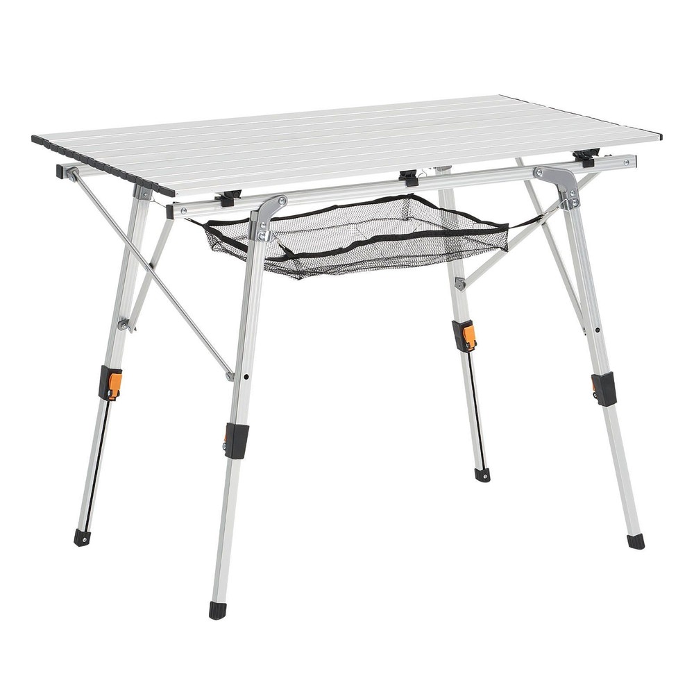35.4in Roll-Up Portable Table 99lb Weight Capacity Adjustable Steel Frame