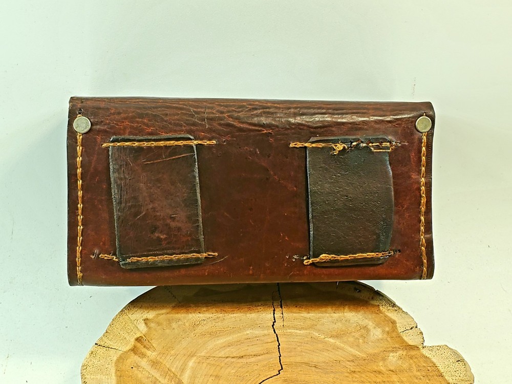 Antique leather ammunition box