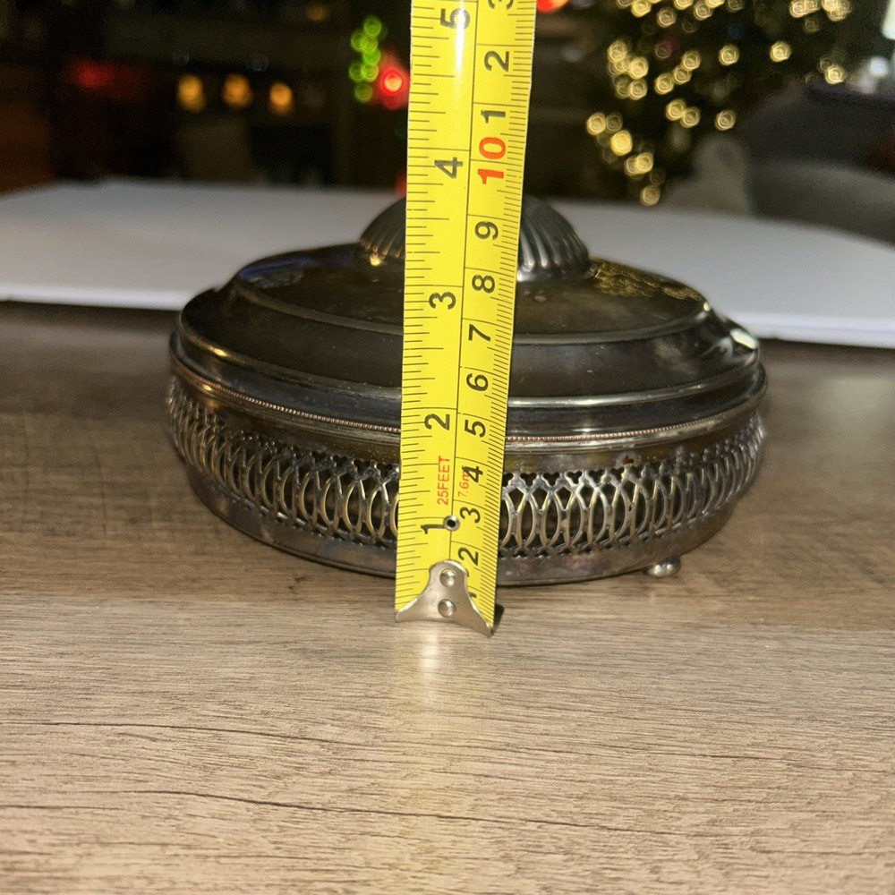 Vintage Cresent SilverPlate Covered Serving/Chafing Dish w/ Divided Glass Insert