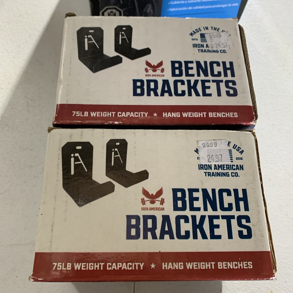 Iron American Multi-Purpose Gym Storage Wall Brackets, Black Open Box 2 Sets