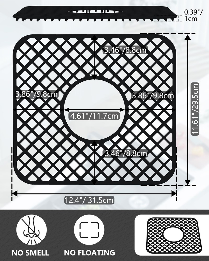 BEHOK 2 Pack Silicone Sink Protector for Kitchen Sink, Trellis Pattern 12 x 1...
