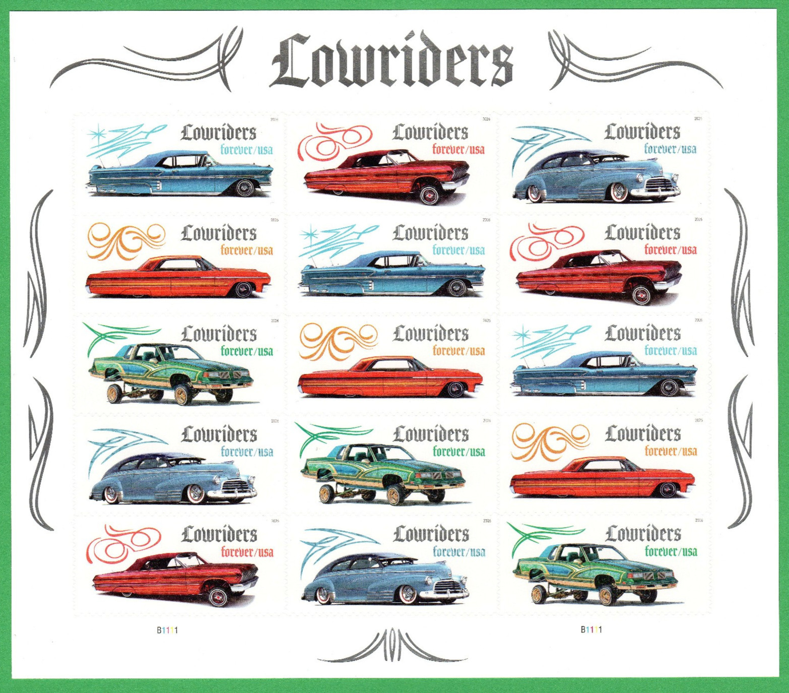 USPS Lowriders Full Sheet of 15 Forever Stamps - MNH In Stock