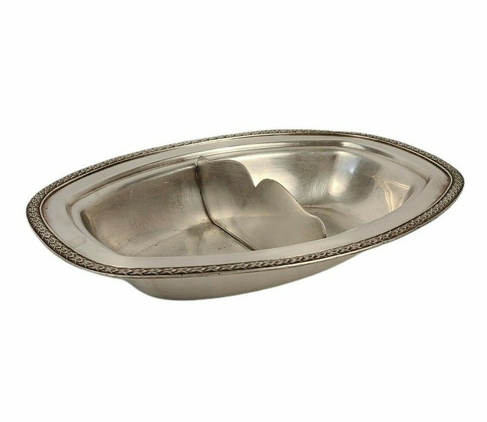 Vintage Silverplate Divided Bowl Oblong Rectangle Serving Dish - Keystonewear