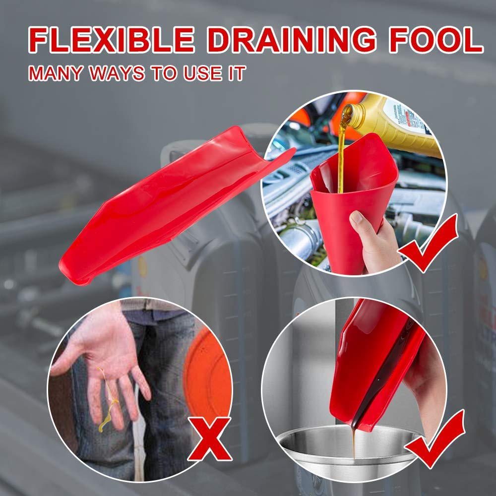 Flexible Draining Tool Funnel Flexible Oil Draining Funnel Tool, Foldable Flexib