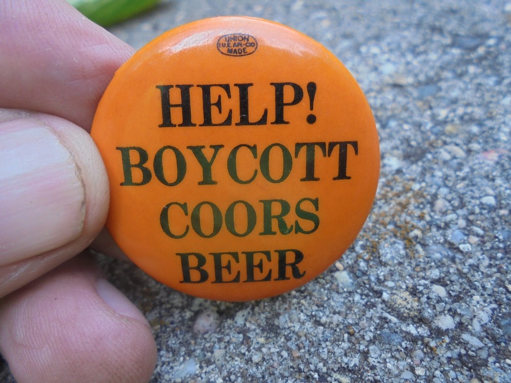 Vintage Pinback Button Help! Boycott Coors Beer