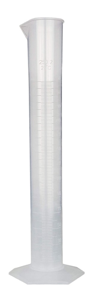 Polypropylene Graduated Cylinder with Hex Base, 250ml Capacity