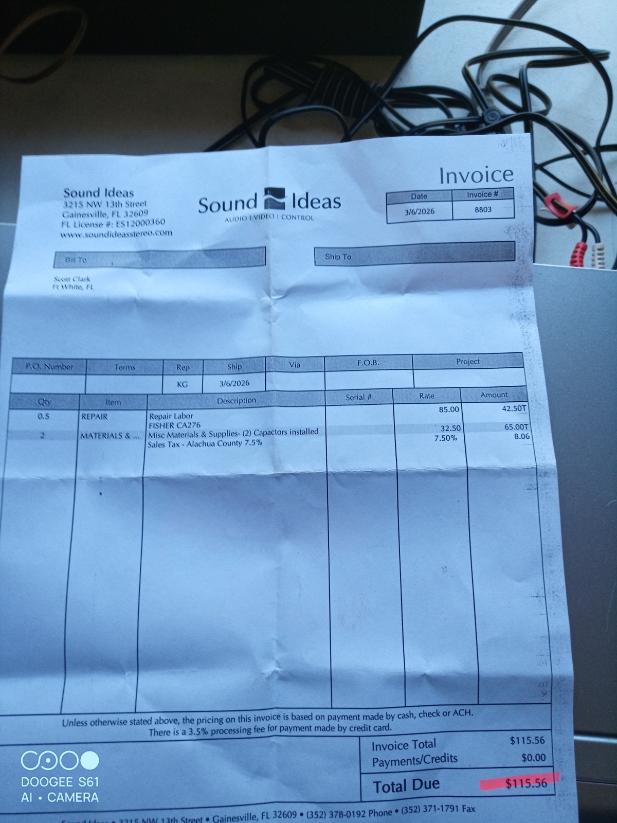 Fisher integrated amplifier CA-276. 150 WPC Bench tested, new caps