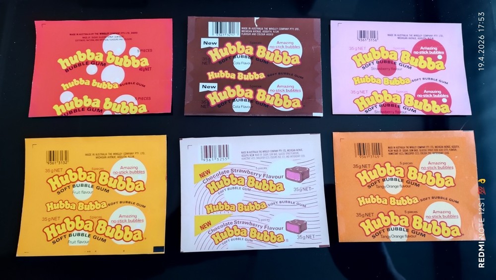 HUBBA BUBBA  6pcs. bubble gum wrappers