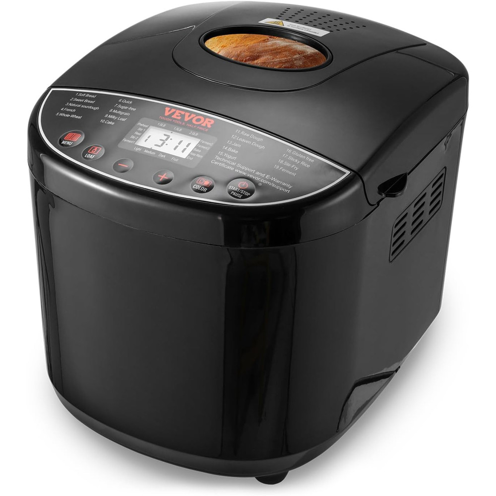 Bread Maker, 19-in-1 2LB Dough Machine, Nonstick Ceramic Pan Automatic Breadmake