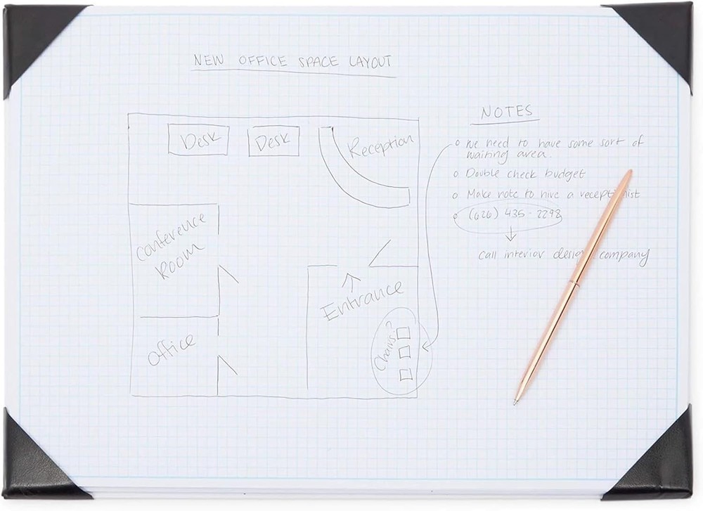 Large Desk Blotter Pad 17x12" 50-Sheet Graph Paper Refillable Notepad Versatile