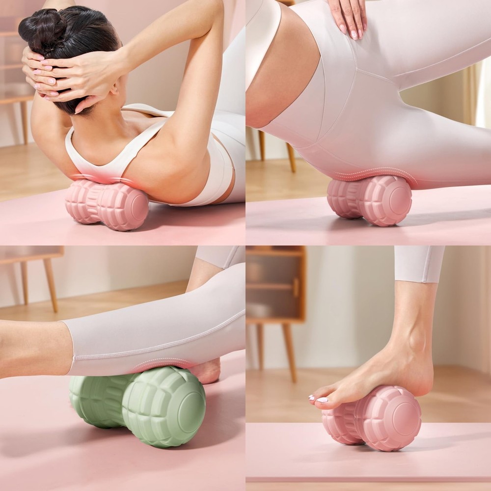 Vibrating Peanut Massage Ball - Silicone Trigger Point Roller for Back, Neck,...
