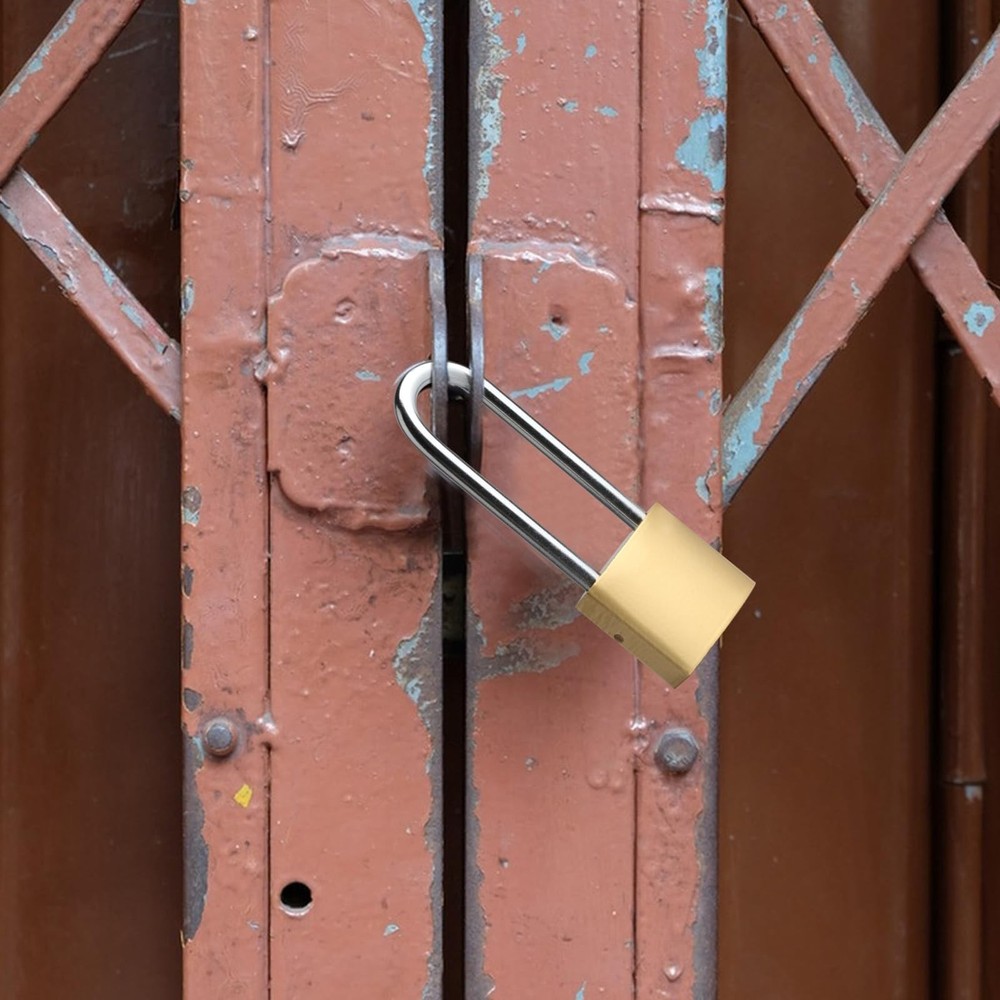 4 PCS Long Keyed Padlock Waterproof Solid Brass Lock, Padlock with Keys, 3.4 Inc