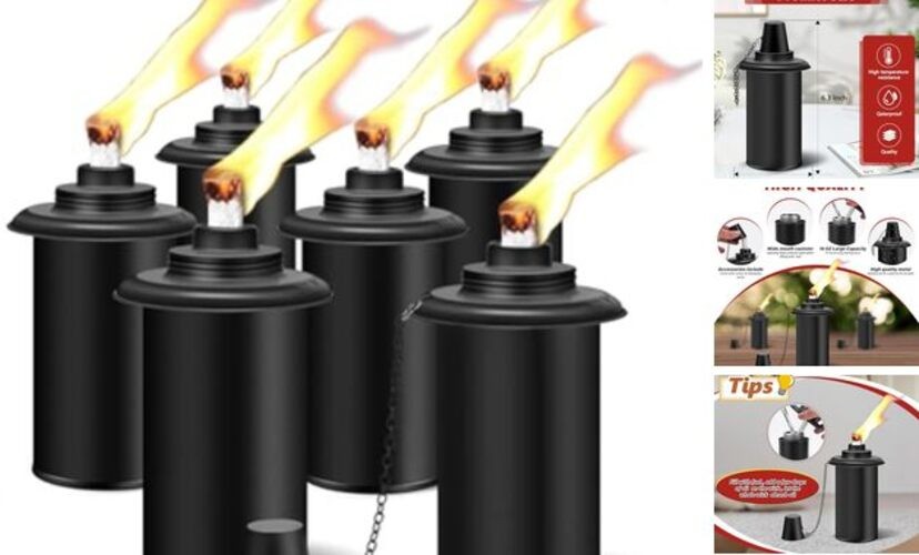 Pack Torch Replacement Canisters, 1oz Bamboo Lantern Refillable Torches, 6