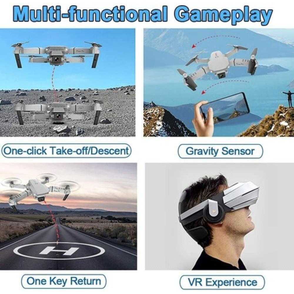 Black 4-Sided Sensor Drone – Obstacle Avoidance with 2 Rechargeable Batteries