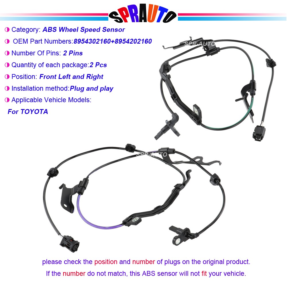 x2 ABS Wheel Speed Sensor Front Left Right For 2019-25 Toyota Corolla 8954202160