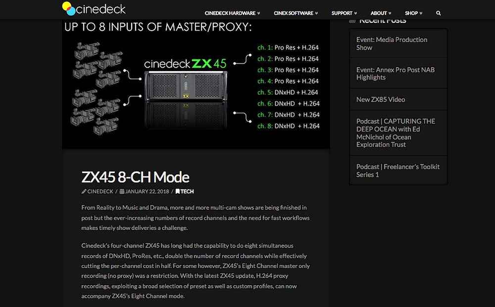 Cinedeck ZX45 4-Channel Media Ingest & Encoding Server with GPU Upgrade & Case