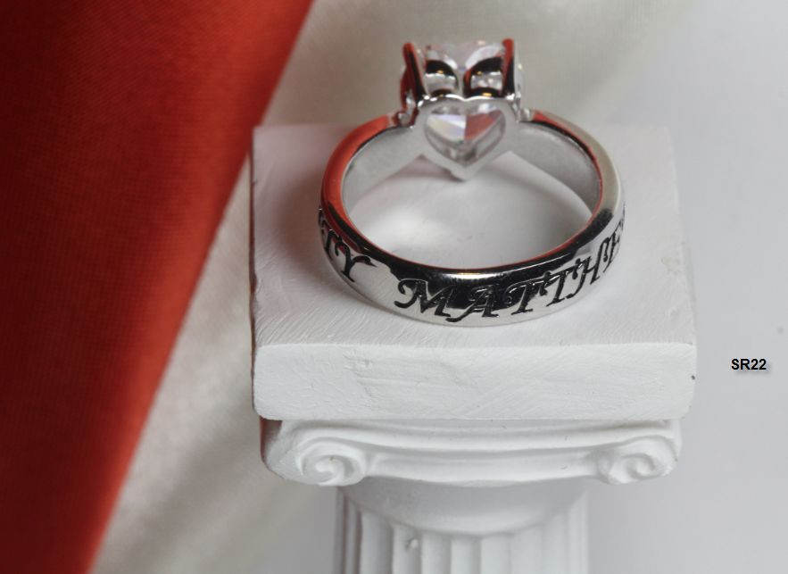 NICKEL FREE 925 STERLING SILVER MATTHEW 5:8 HEART STONE PURITY RING PROMISE RING