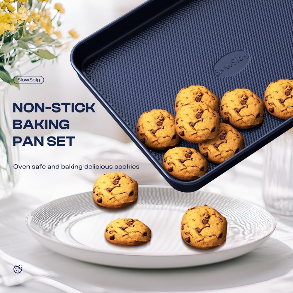 Baking Pans Set 8-Piece Bakeware Sets, Sets for Cooking Diamond Blue